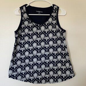 Croft & Barrow Navy Floral Tank Top. Size Small